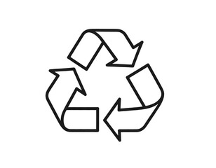 Obraz premium Minimalist Black Outline Recycling Symbol, Transparent PNG