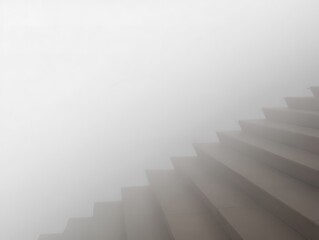 Fototapeta premium Ascending Steps Into The Misty Unknown A Surreal Staircase Journey Towards The Sky