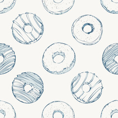 Donut Hand Draw Sketch Pattern Vintage Background