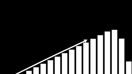 White bar graph with upward trending arrow on black background bar chart growth increase