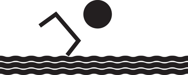 Swimming Man Icon, Sport and Water Activity Vector Illustration