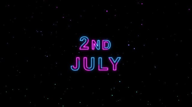 Video of 2nd July Text Neon Glow Animation Motion Graphics