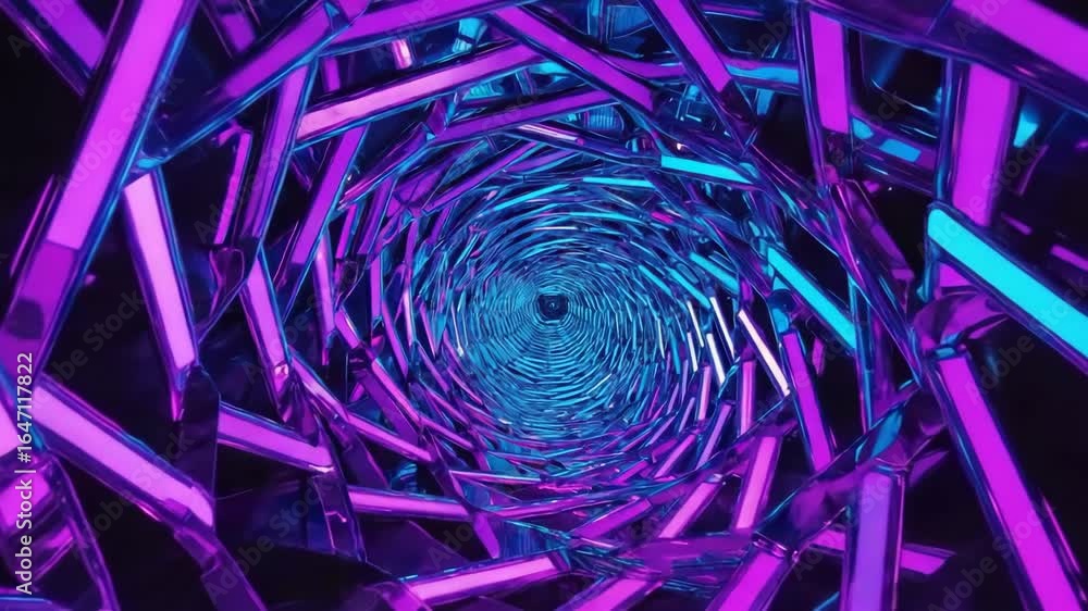 Aufkleber purple and blue neon lights are forming a rotating tunnel, creating a mesmerizing visual illusion wi