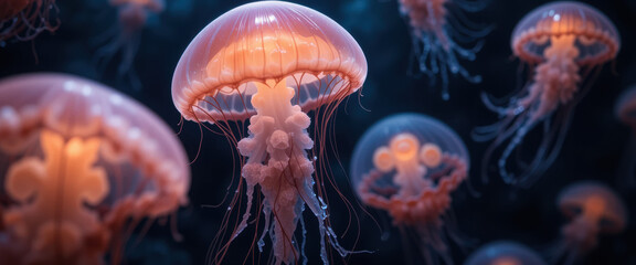 Enchanting Jellyfish Ballet A Mesmerizing Dance of Sea Creatures in the Deep Blue