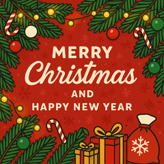 christmas greeting card with christmas tree