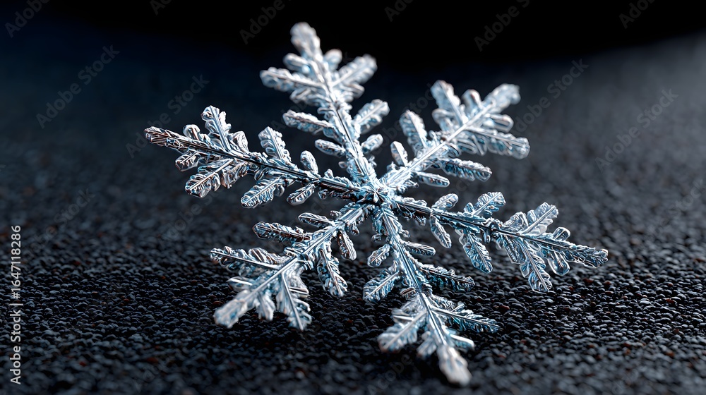 Aufkleber intricate snowflake displaying beautiful ice crystal patterns on a dark surface background