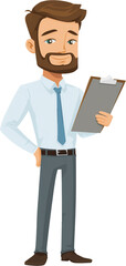 Office Worker Holding a Clipboard