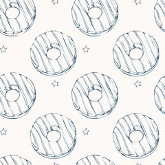 Donut Hand Draw Sketch Pattern Vintage Background