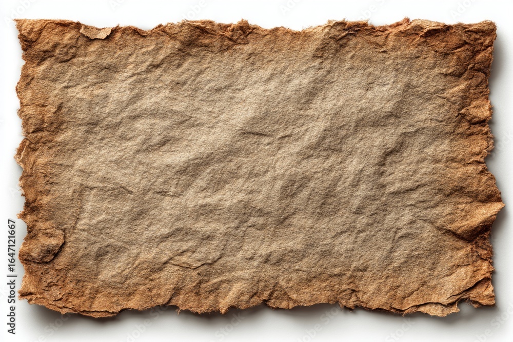 Poster grunge brown paper background with irregular folded edges, creating a vintage and textured effect