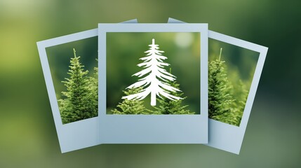 Three photos of a pine tree, showcasing nature's beauty in a serene green background.
