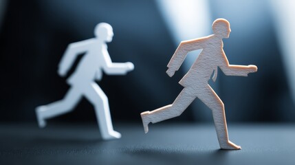 Two paper figures running, representing competition or a race metaphor.