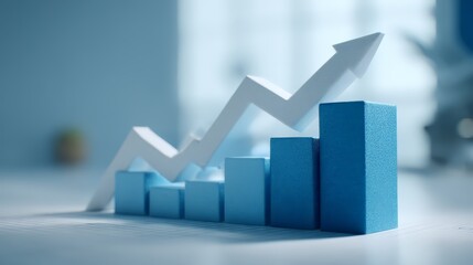 A blue chart illustrating growth trends in a professional environment.