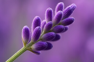 Obraz premium Purple Lavender Flower Closeup with Vibrant Blooming Stems in Soft Natural Light