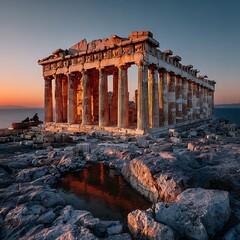 Obraz premium Stunning view of Parthenon at sunrise high resolution picture