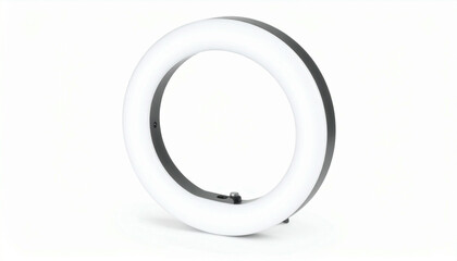 Circular LED ring light, bright illumination, photography accessory, studio lighting.