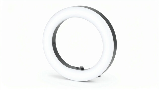 Circular LED ring light, bright illumination, photography accessory, studio lighting. - Powered by Adobe