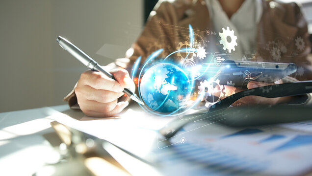 Business Technology and Globalization Concept - Powered by Adobe