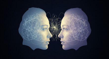 Conceptual Illustration of Human Connection and Communication - Textured Art of Empathy, Relationships, and Digital Networking