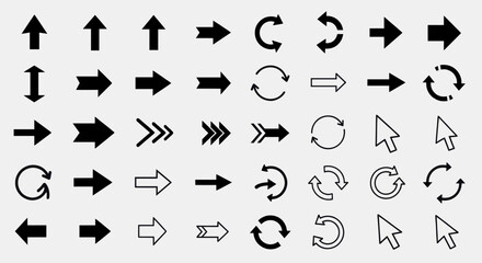 Collection of various black and white arrow and cursor icons.