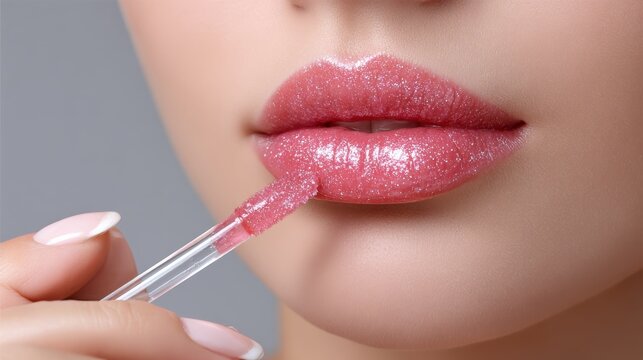 Artistic lip gloss application tutorial close-up tips for a glossy finish