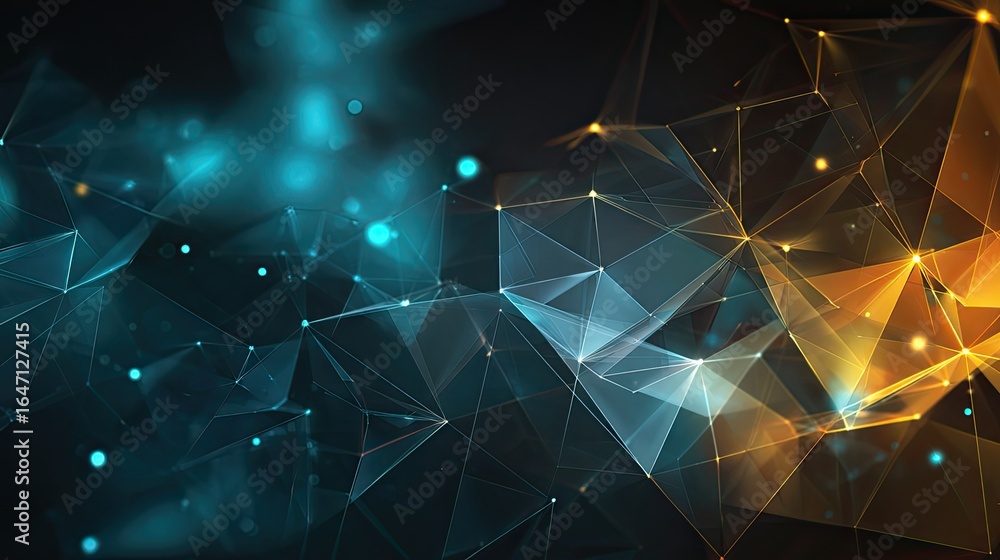 Aufkleber dynamic abstract network of glowing geometric shapes and interconnected lines, representing data, te