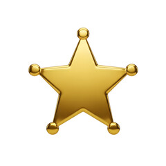 Shiny Golden Five Pointed Star Sheriff Badge