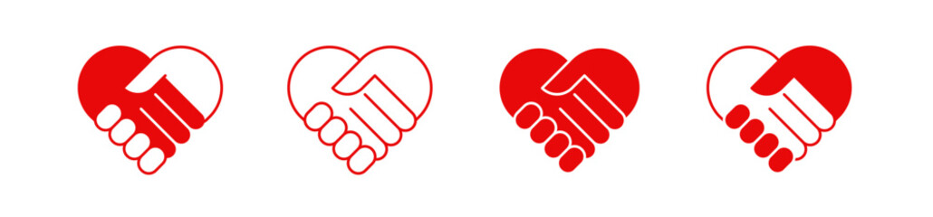 Handshake heart icon set. Vector EPS 10