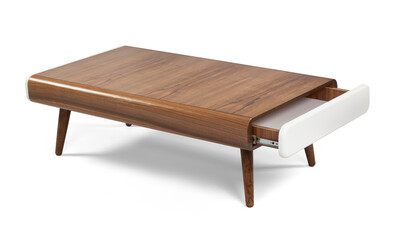 wooden coffee table isolated on white background 