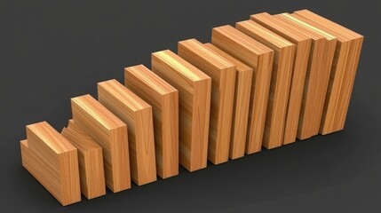 Wooden Domino Effect Representation for Strategy and Risk Management Concept Scenarios