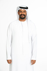 Portrait of an emirati man on a white background.