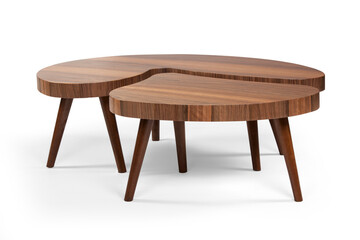 wooden coffee table isolated on white background 