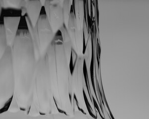 Elements of glassware in black and white close-up macro art