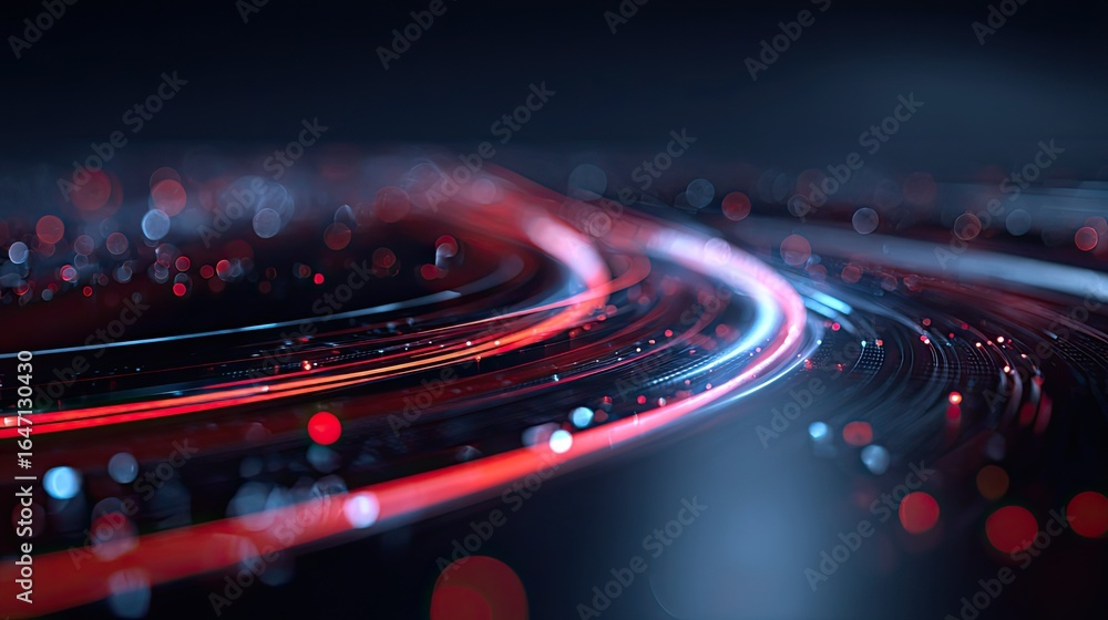 Poster experience the dynamic flow of cutting-edge technology with vibrant light trails and futuristic boke