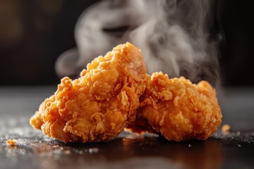 Two pieces of crispy fried chicken food