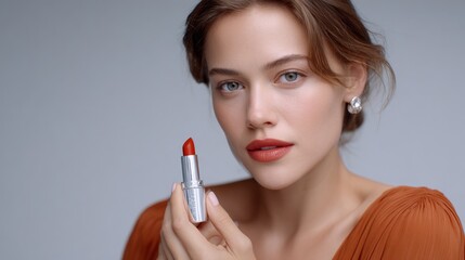 Graceful lipstick application technique on upper lip a beauty tutorial in a serene setting