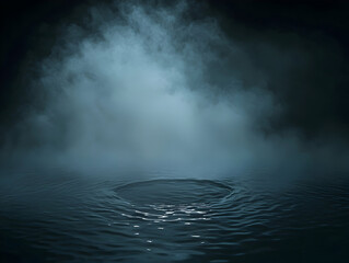 Water Ripple Effect with Mist Creating Atmospheric Scene with Dark Tones
