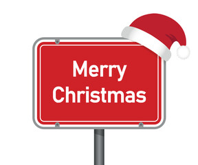 traffic sign with merry christmas text isolated vector illustration