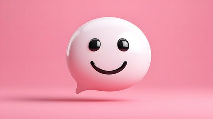 Fototapeta premium Playful Smiley Face Icon on a Pink Background Representing Communication and Positivity