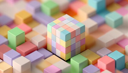 Obraz premium Abstract geometric design, pastel colored cubes