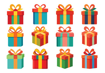 Colorful Gift Boxes with Ribbons for Celebrations Holidays and Special Occasions