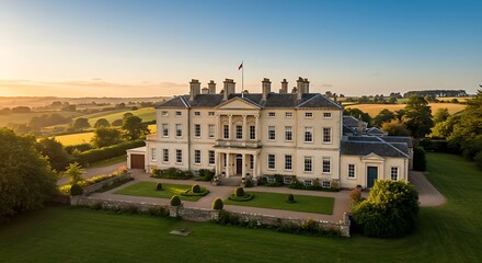Fototapeta premium Georgian facade in scenic surroundings in UK showcasing modern elegance