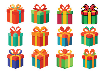 Colorful Gift Boxes Collection Vector Illustration for Festive Occasions and Celebrations