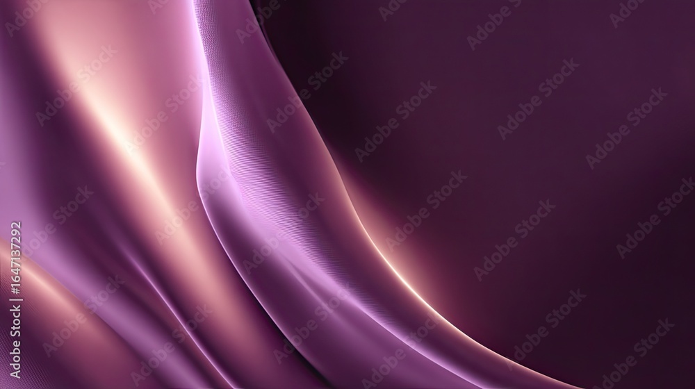 Aufkleber luxurious flowing satin fabric in shades of deep plum and rose gold, illuminated with soft light cre
