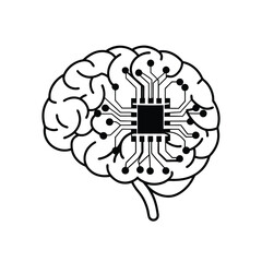 Electric Circuit Brain Vector Set – AI Technology, Neural Network, Digital Chip, and Futuristic Tech Icons