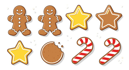 A collection of christmas cookies including gingerbread men stars