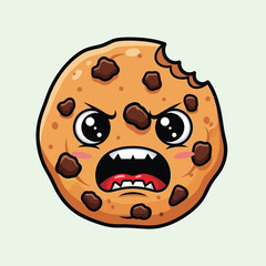 Cute Angry Chocolate Chip Cookie Illustration