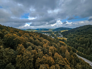 autumn mountain landscape with clouds