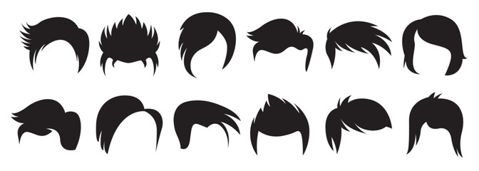  hairstyle icons set