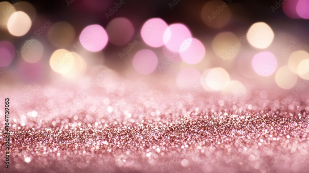 Poster sparkling pink glitter background with blurred bokeh effect in soft light
