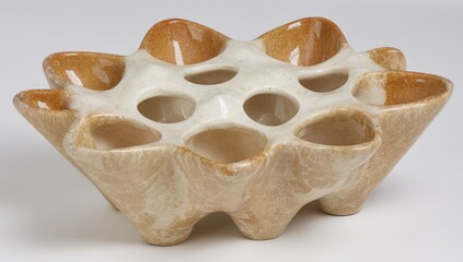Ornate, ceramic, dish with scalloped edges